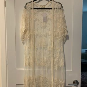 White See-through Floral Cardigan